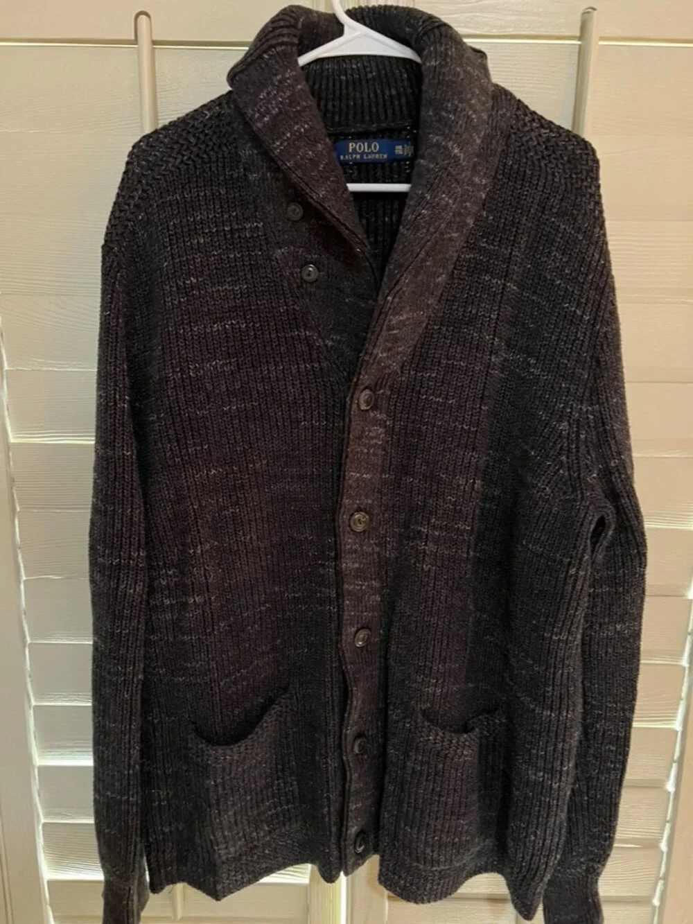 Polo by Ralph Lauren Gray/White Accents Shawl Collar Cardigan XXL/TTG